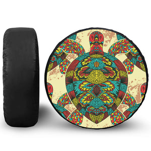 Native Bohemian Sea Turtle Print Leather Spare Tire Cover