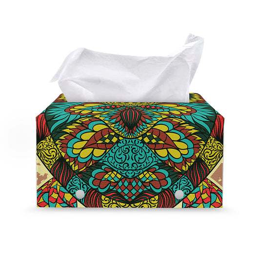 Native Bohemian Sea Turtle Print Leather Tissue Box Cover