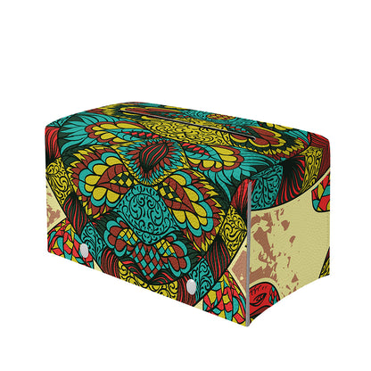 Native Bohemian Sea Turtle Print Leather Tissue Box Cover
