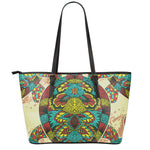 Native Bohemian Sea Turtle Print Leather Tote Bag