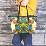 Native Bohemian Sea Turtle Print Leather Tote Bag