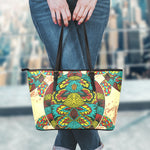 Native Bohemian Sea Turtle Print Leather Tote Bag