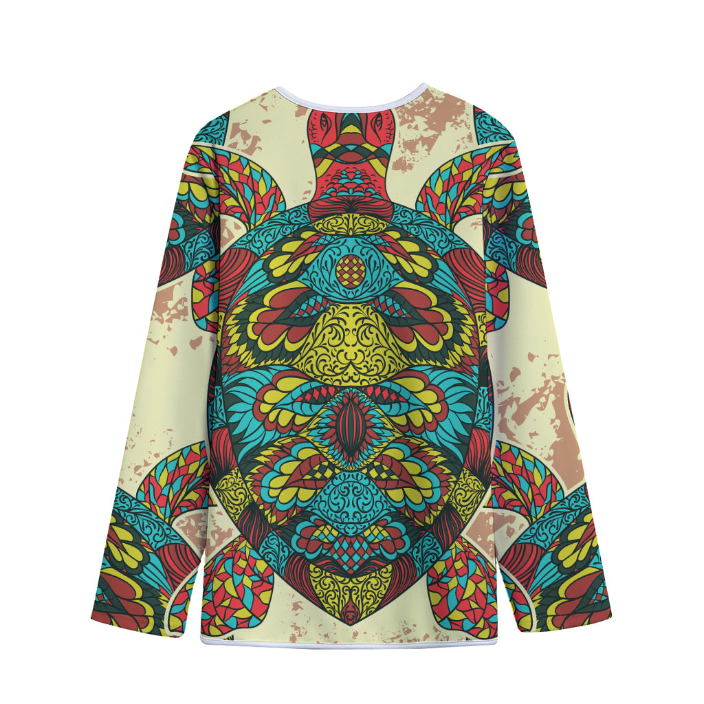 Native Bohemian Sea Turtle Print Long Sleeve Short Coat