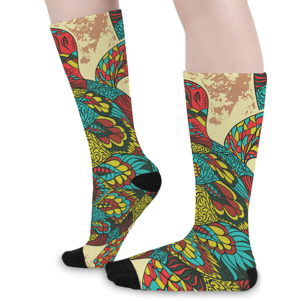 Native Bohemian Sea Turtle Print Long Socks