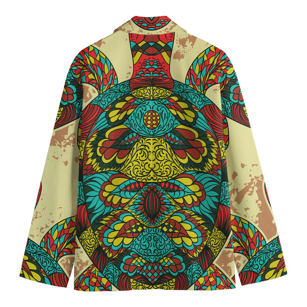 Native Bohemian Sea Turtle Print Men's Cotton Blazer