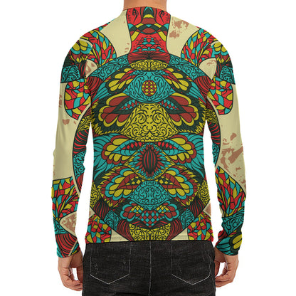 Native Bohemian Sea Turtle Print Men's Long Sleeve Rash Guard