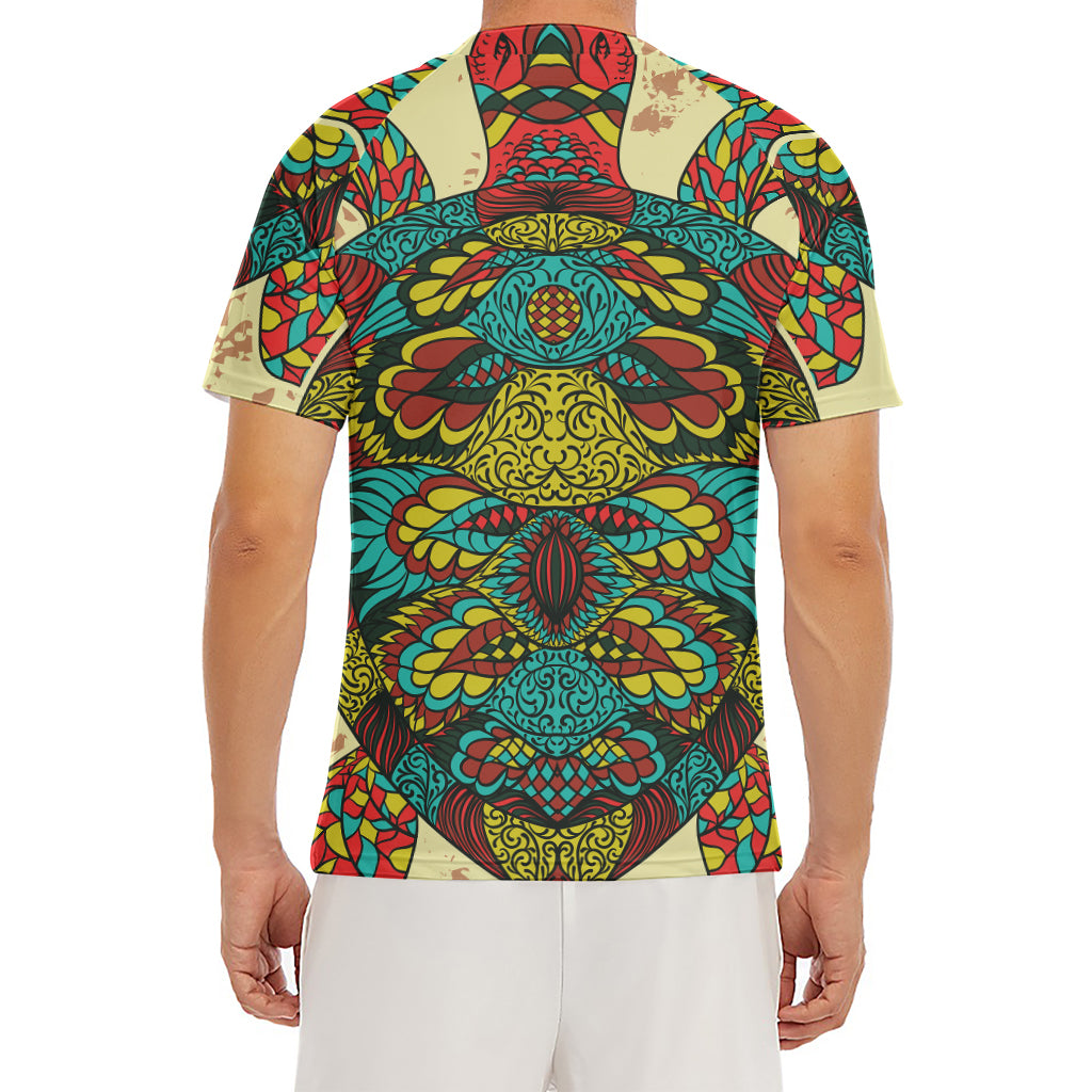 Native Bohemian Sea Turtle Print Men's Short Sleeve Rash Guard