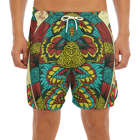 Native Bohemian Sea Turtle Print Men's Split Running Shorts