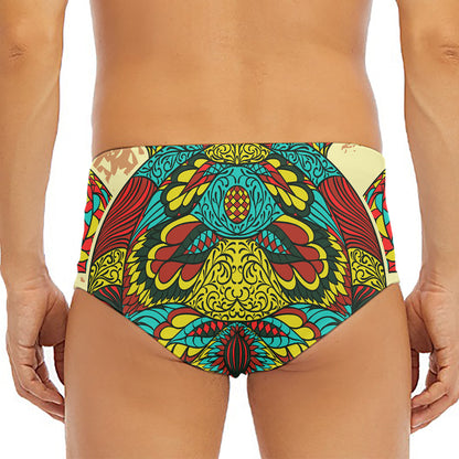 Native Bohemian Sea Turtle Print Men's Triangle Swim Briefs