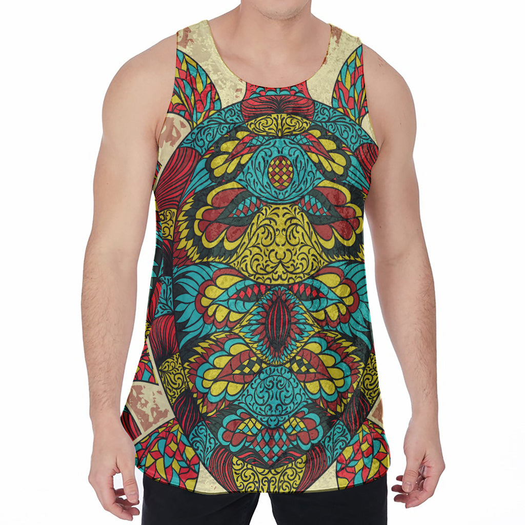 Native Bohemian Sea Turtle Print Men's Velvet Tank Top