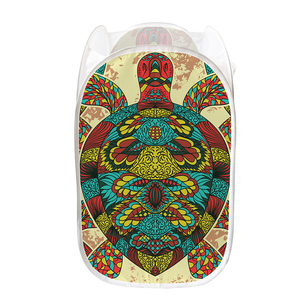 Native Bohemian Sea Turtle Print Mesh Laundry Hamper
