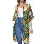 Native Bohemian Sea Turtle Print Open Front Beach Cover Up