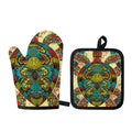Native Bohemian Sea Turtle Print Oven Mitt And Pot Holder Set