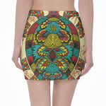 Native Bohemian Sea Turtle Print Pencil Mini Skirt