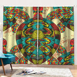 Native Bohemian Sea Turtle Print Pencil Pleat Curtains