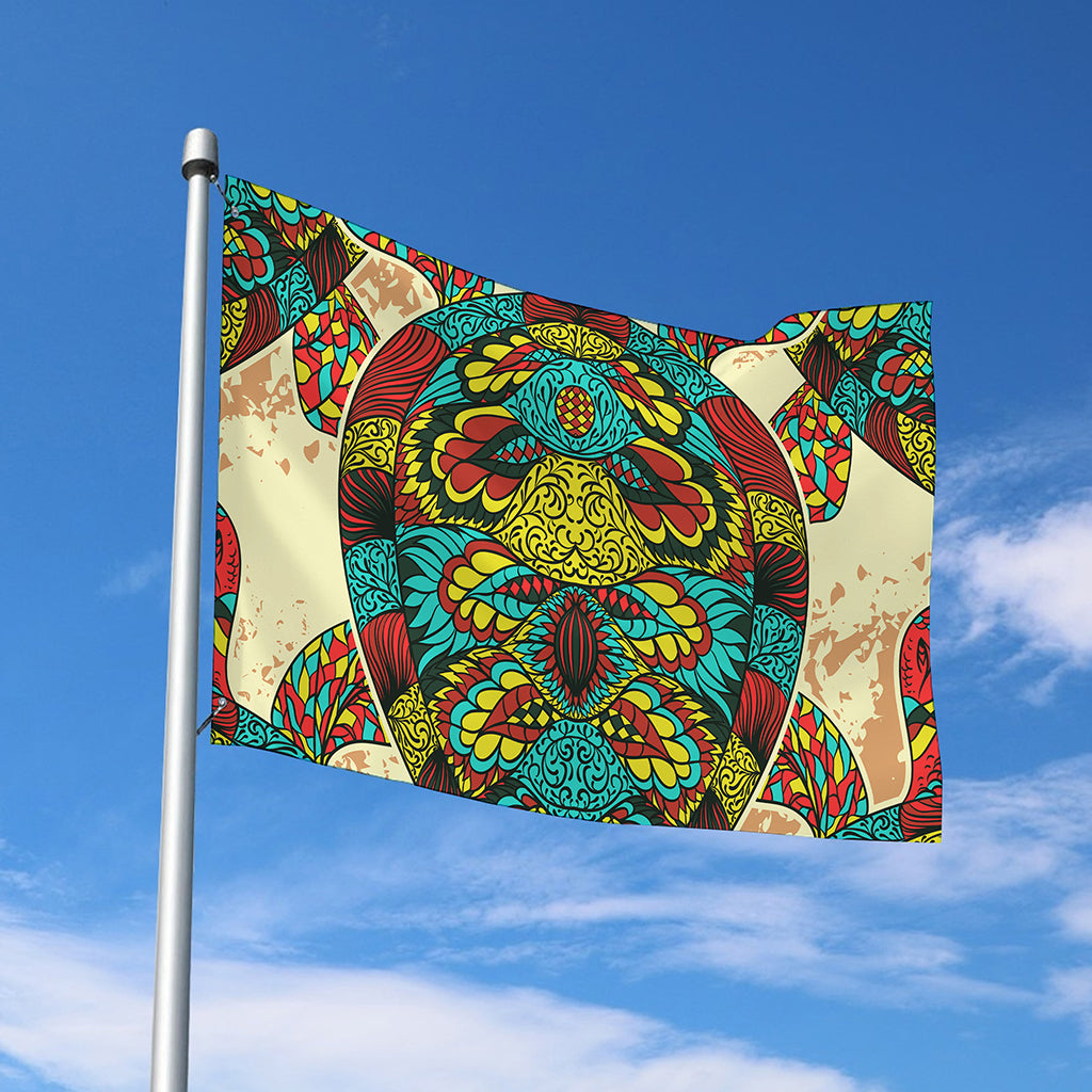 Native Bohemian Sea Turtle Print Polyester Flag