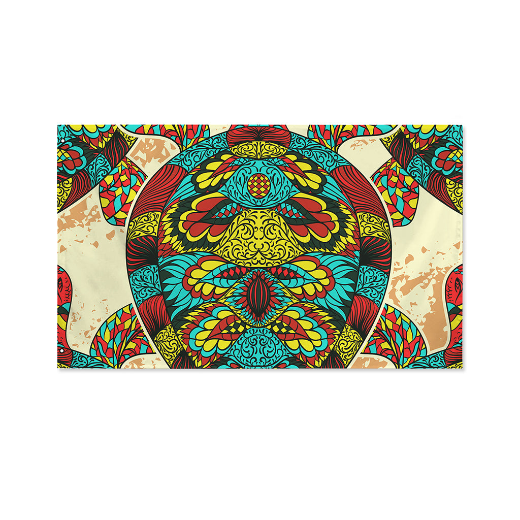 Native Bohemian Sea Turtle Print Polyester Flag