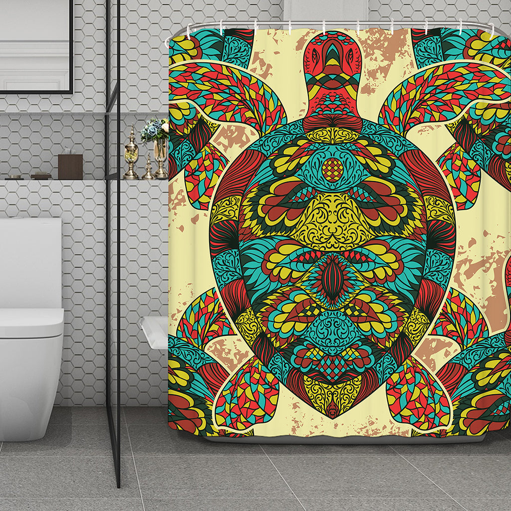 Native Bohemian Sea Turtle Print Polyester Shower Curtain