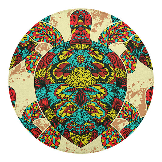 Native Bohemian Sea Turtle Print Round Blanket