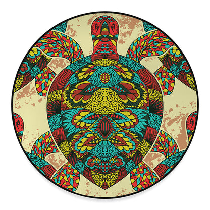 Native Bohemian Sea Turtle Print Round Floor Mat