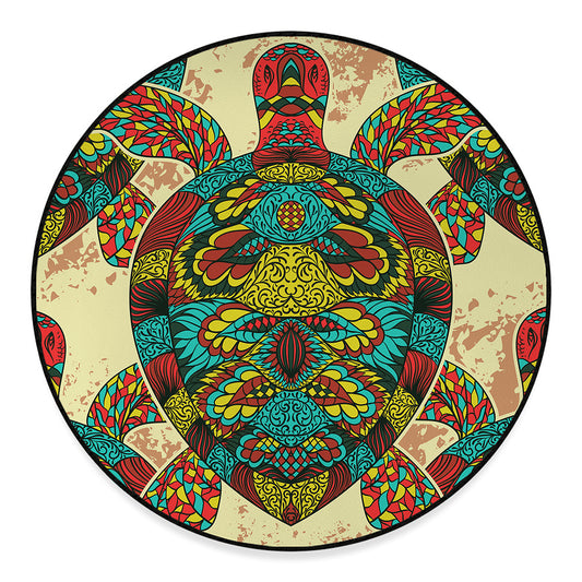 Native Bohemian Sea Turtle Print Round Floor Mat
