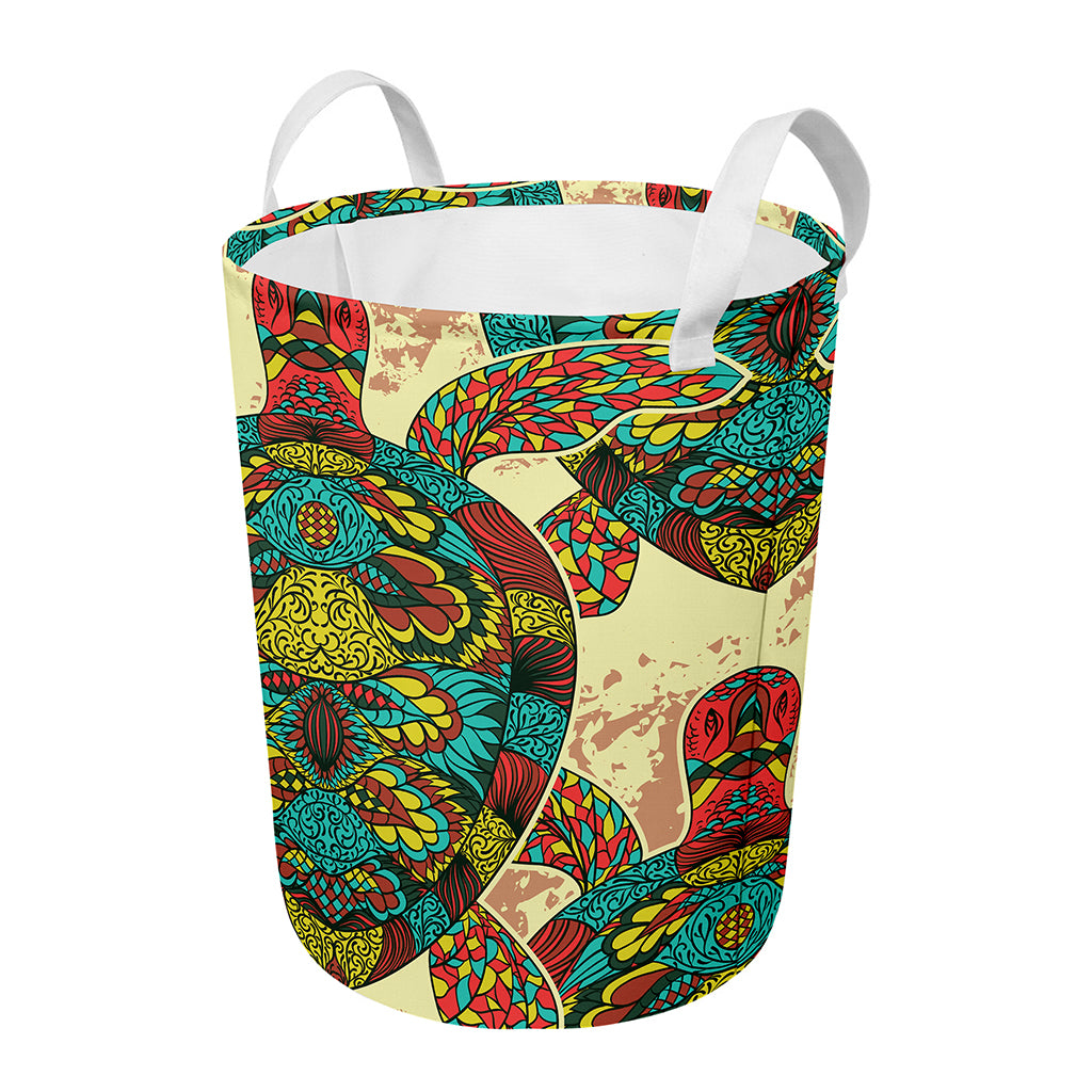 Native Bohemian Sea Turtle Print Round Laundry Basket