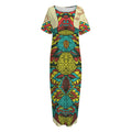 Native Bohemian Sea Turtle Print Short Sleeve Long Nightdress