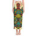 Native Bohemian Sea Turtle Print Side Slit Maxi Skirt