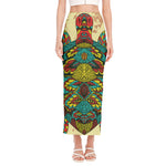 Native Bohemian Sea Turtle Print Side Slit Maxi Skirt