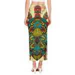Native Bohemian Sea Turtle Print Side Slit Maxi Skirt