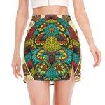 Native Bohemian Sea Turtle Print Side Slit Mini Skirt