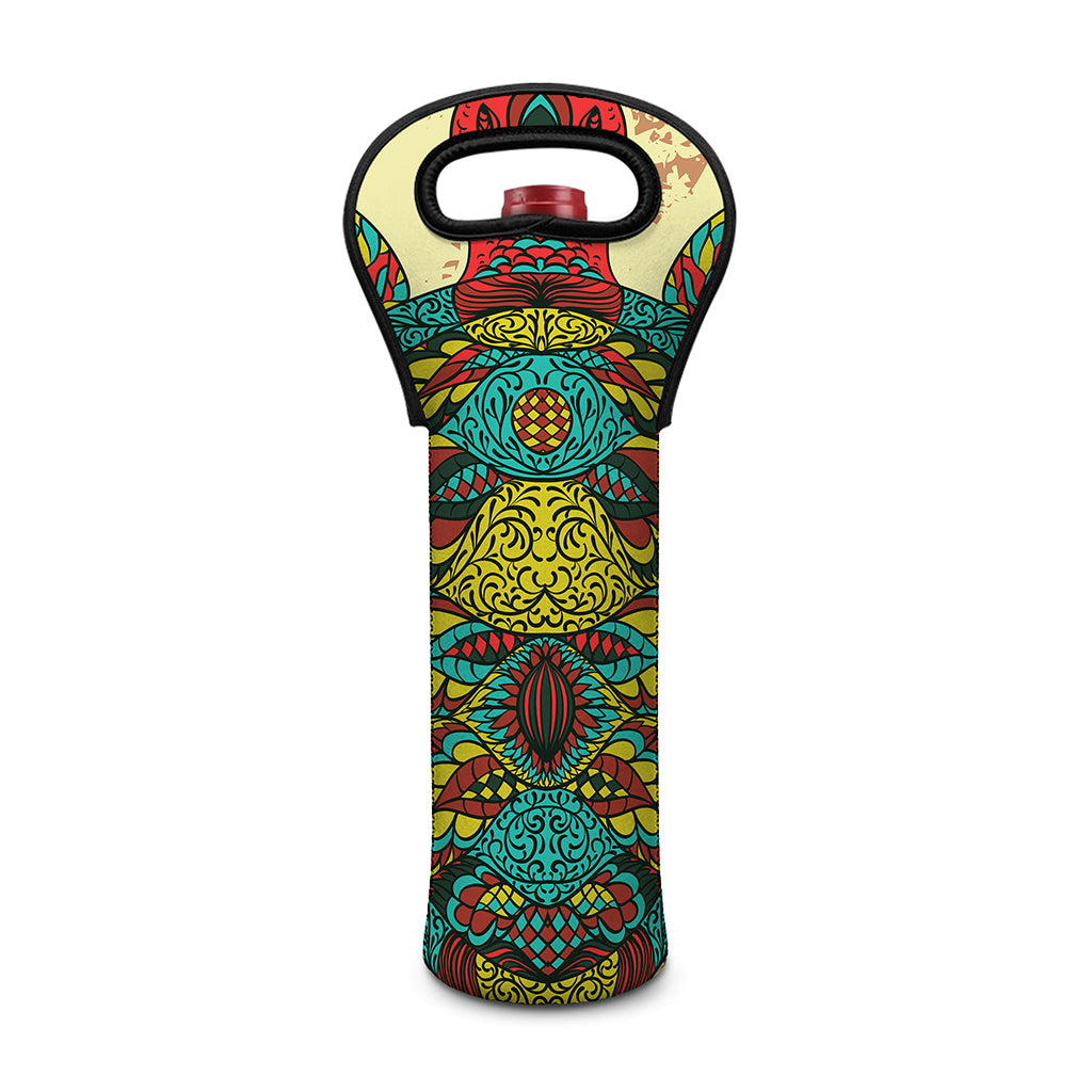 Native Bohemian Sea Turtle Print Single Neoprene Wine Tote
