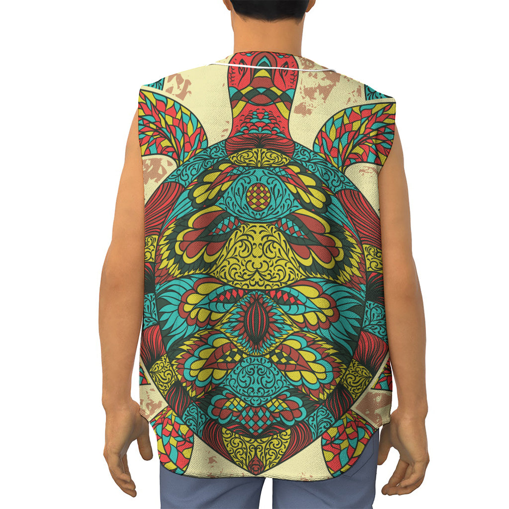 Native Bohemian Sea Turtle Print Sleeveless Baseball Jersey