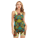 Native Bohemian Sea Turtle Print Sleeveless One Piece Swimsuit