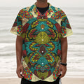 Native Bohemian Sea Turtle Print Textured Short Sleeve Shirt