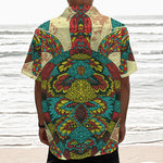 Native Bohemian Sea Turtle Print Textured Short Sleeve Shirt
