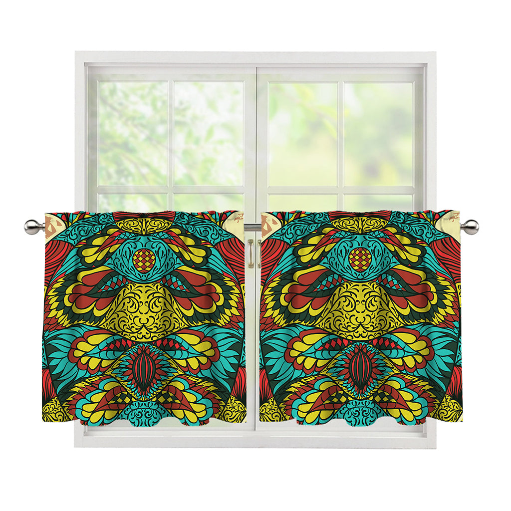 Native Bohemian Sea Turtle Print Tier Curtains