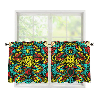 Native Bohemian Sea Turtle Print Tier Curtains