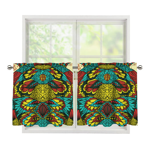 Native Bohemian Sea Turtle Print Tier Curtains