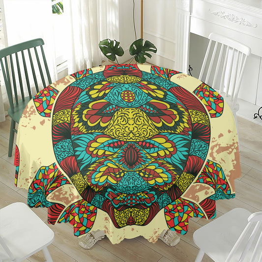 Native Bohemian Sea Turtle Print Waterproof Round Tablecloth