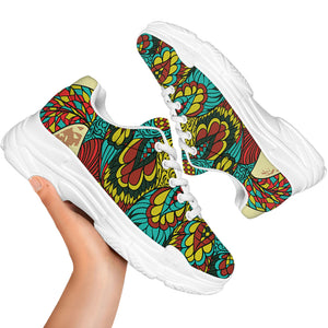 Native Bohemian Sea Turtle Print White Chunky Shoes