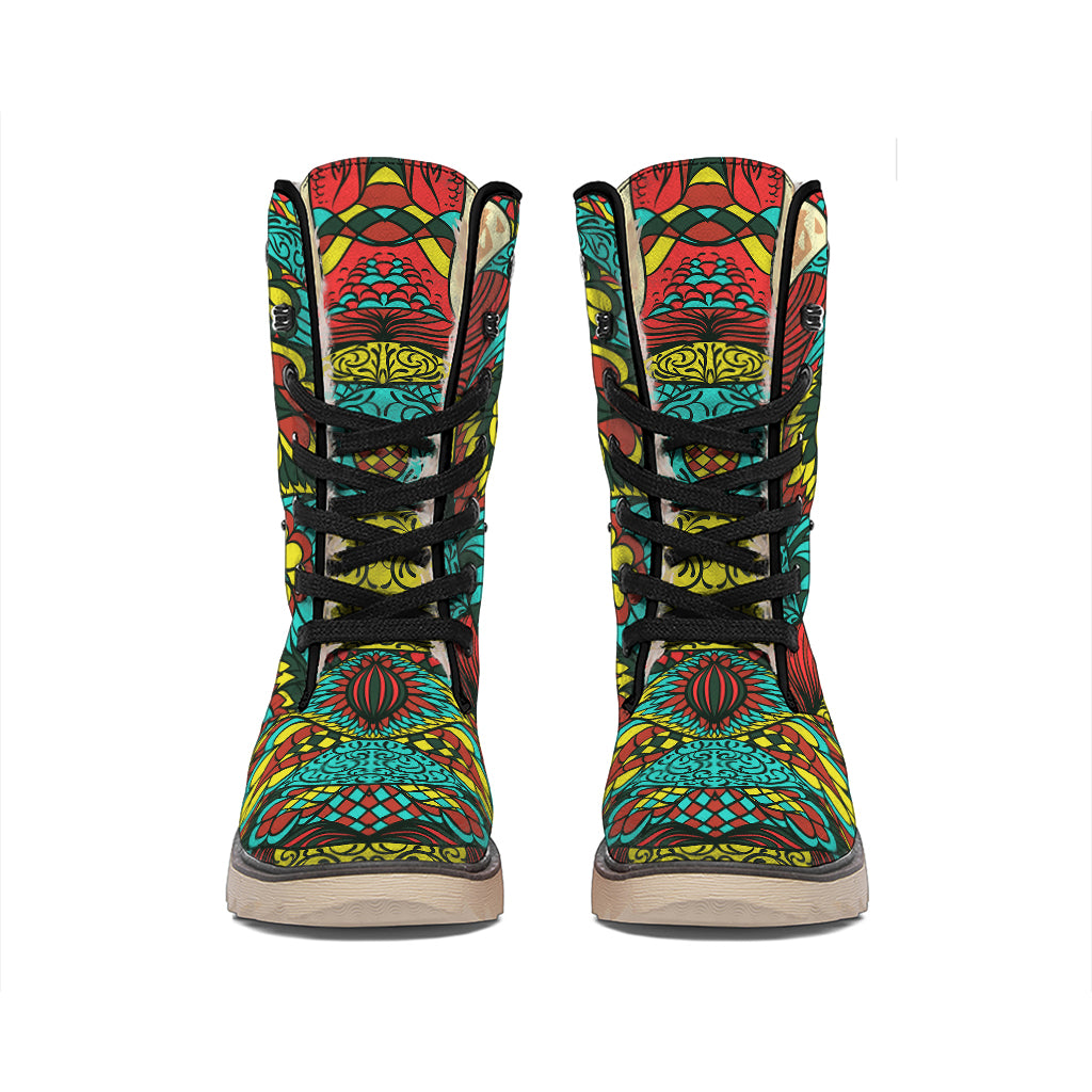 Native Bohemian Sea Turtle Print Winter Boots