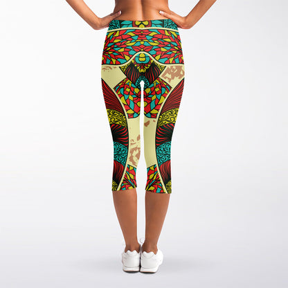 Native Bohemian Sea Turtle Print Women's Capri Leggings