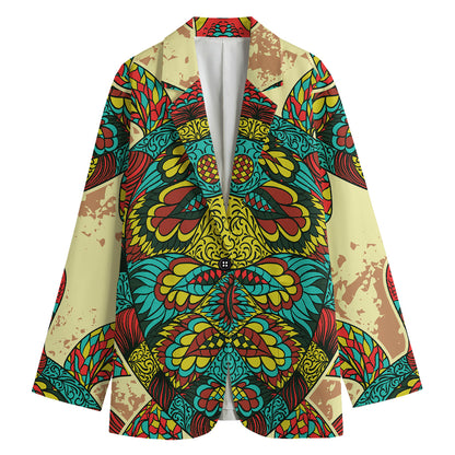 Native Bohemian Sea Turtle Print Women's Cotton Blazer