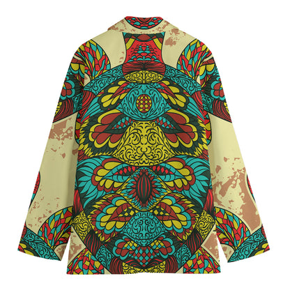 Native Bohemian Sea Turtle Print Women's Cotton Blazer