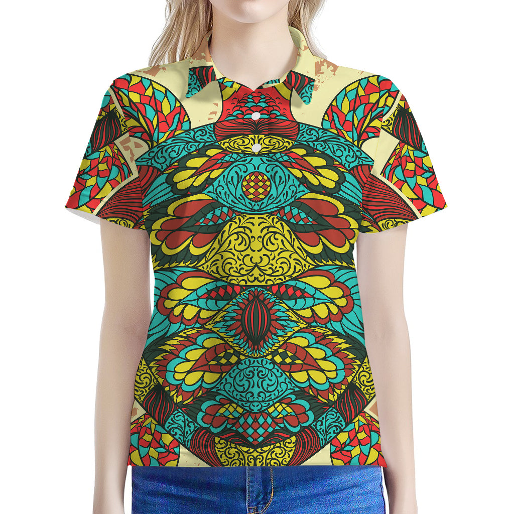 Native Bohemian Sea Turtle Print Women's Polo Shirt