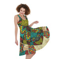 Native Bohemian Sea Turtle Print Sleeveless Knee Length Dress