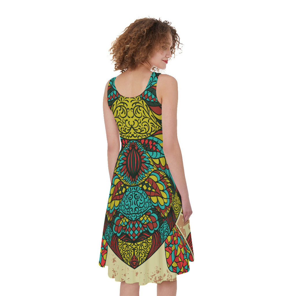 Native Bohemian Sea Turtle Print Women's Sleeveless Dress