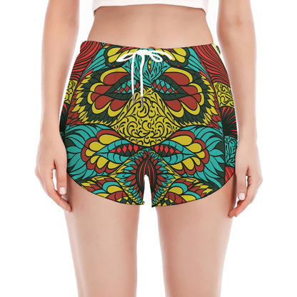 Native Bohemian Sea Turtle Print Women's Split Running Shorts