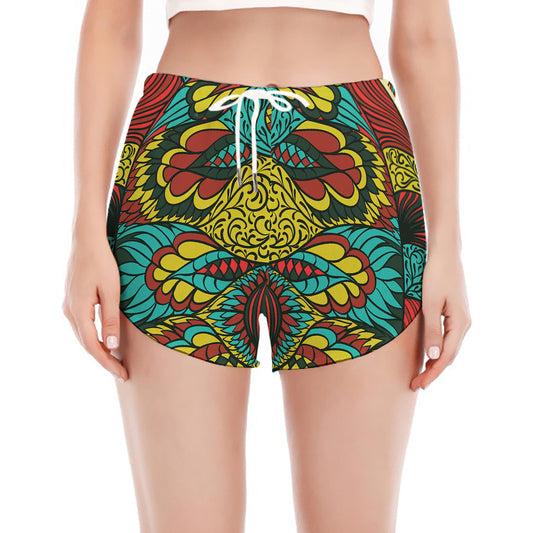 Native Bohemian Sea Turtle Print Women's Split Running Shorts